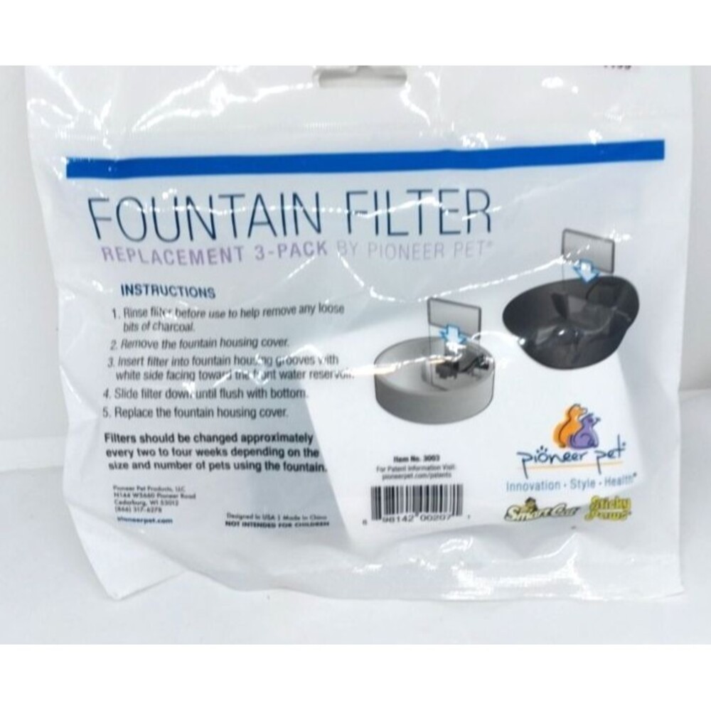 Set of 2 - NEW REPLACEMENT 3 PACK FOUNTAIN FILTER BY PIONEER PET # 3003